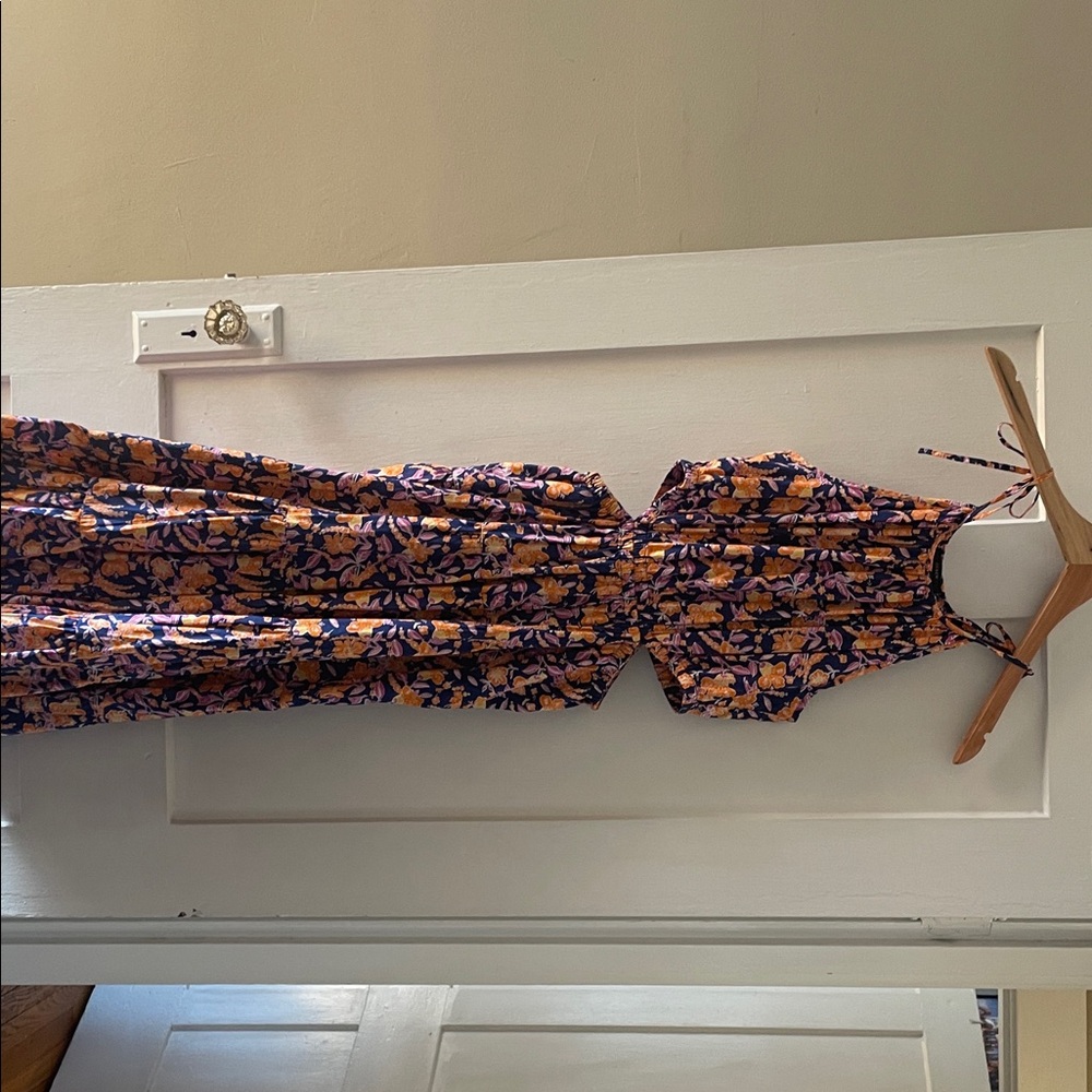 J. Crew Vibrant Floral Dress in Blue and Orange
